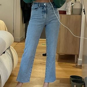 High Waisted Straight Leg Crop Jeans
